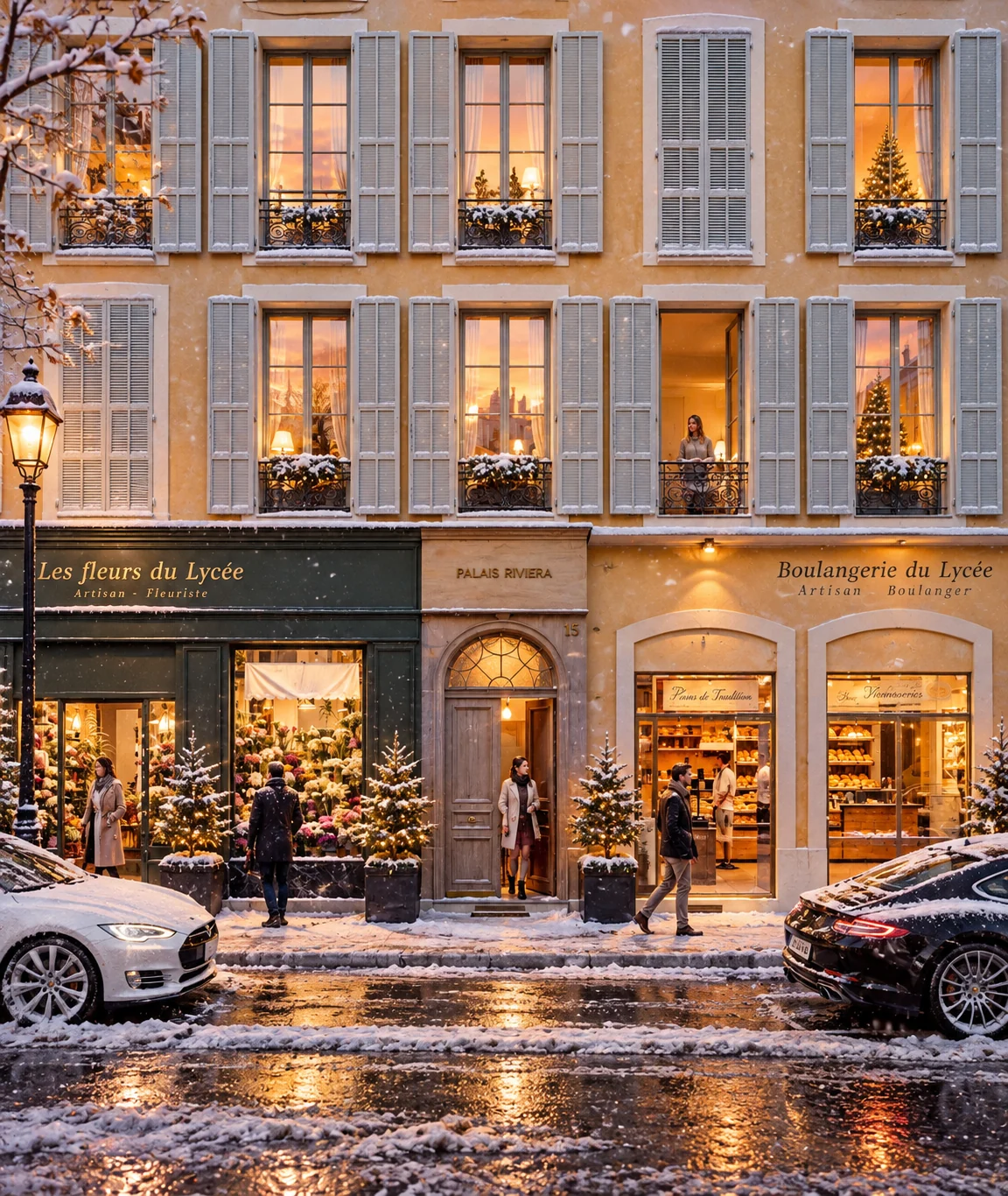 Perspective extérieure du Palais Riviera — ambiance Hiver, visualisation architecturale par Concept Ark