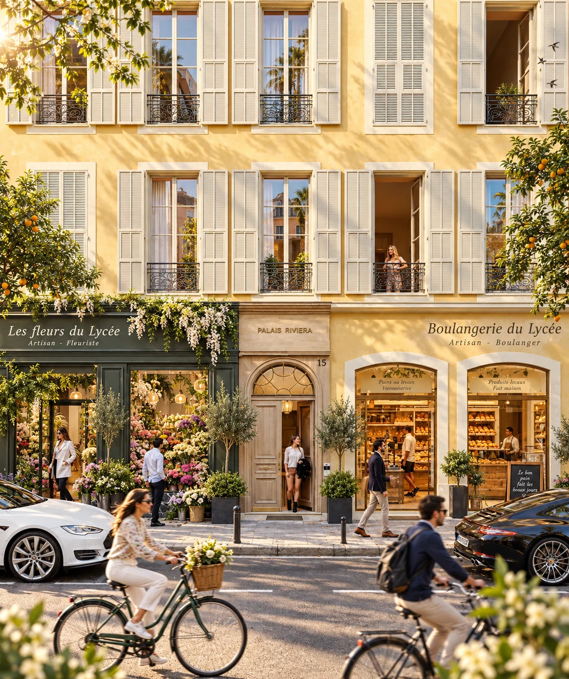 Perspective extérieure du Palais Riviera — ambiance Printemps, visualisation architecturale par Concept Ark