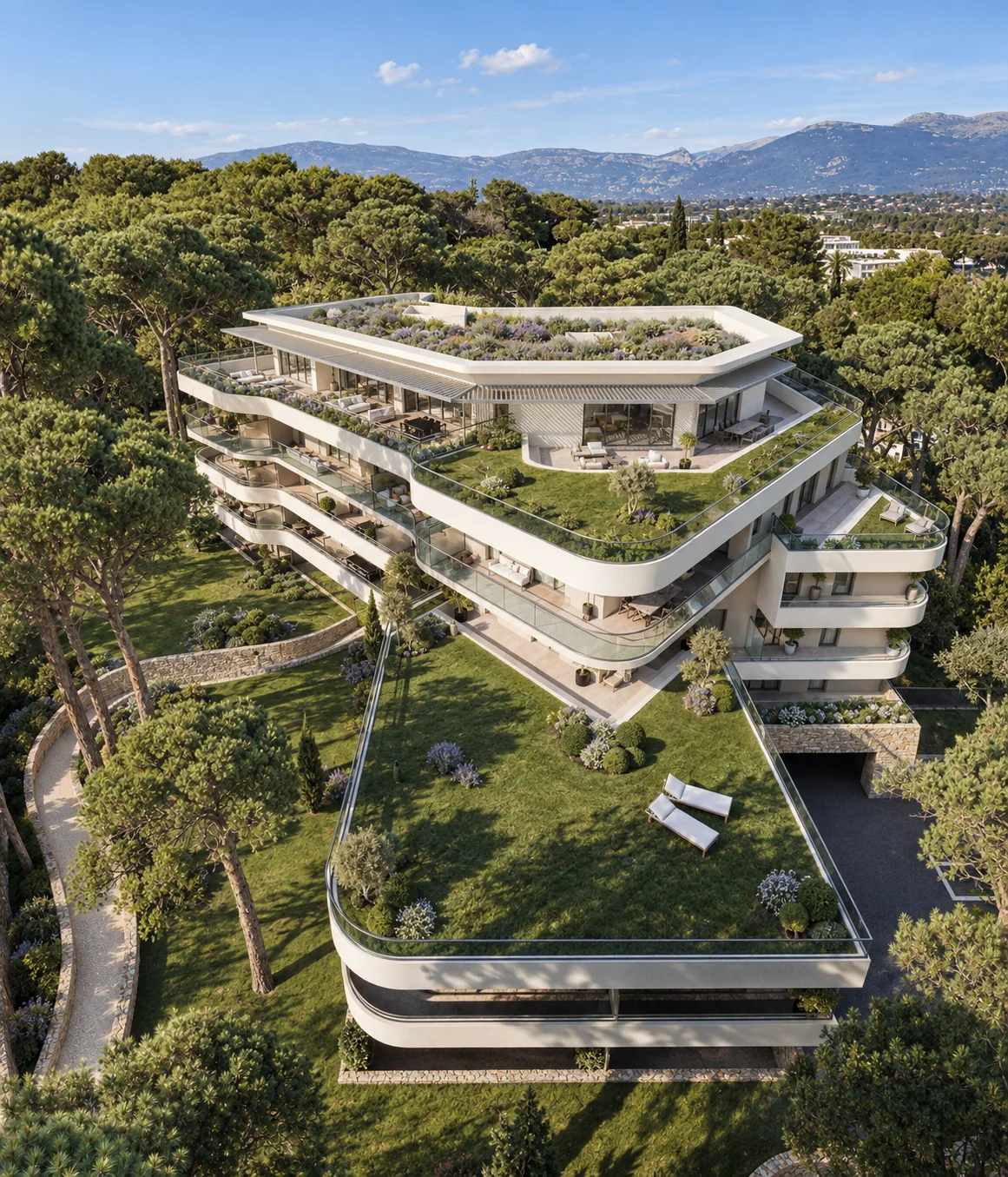 Vue aérienne d’une résidence — visualisation architecturale Concept Ark