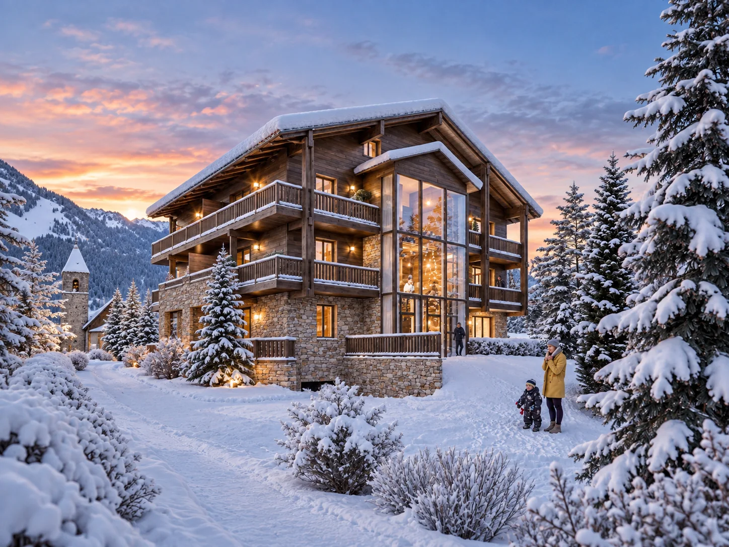 Chalet en ambiance hivernale — visualisation architecturale Concept Ark