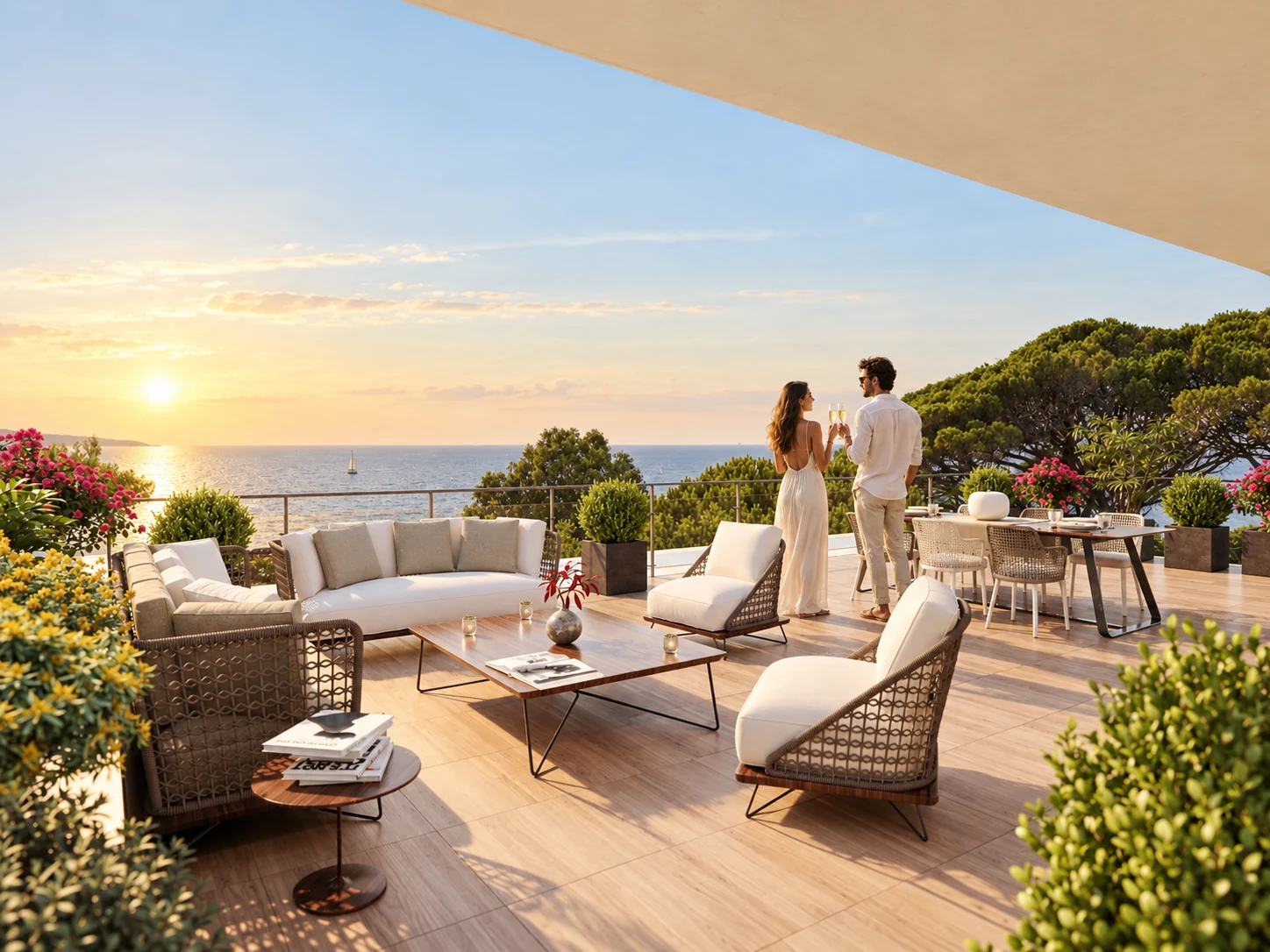 Terrasse en bois et horizon marin — visualisation architecturale Concept Ark