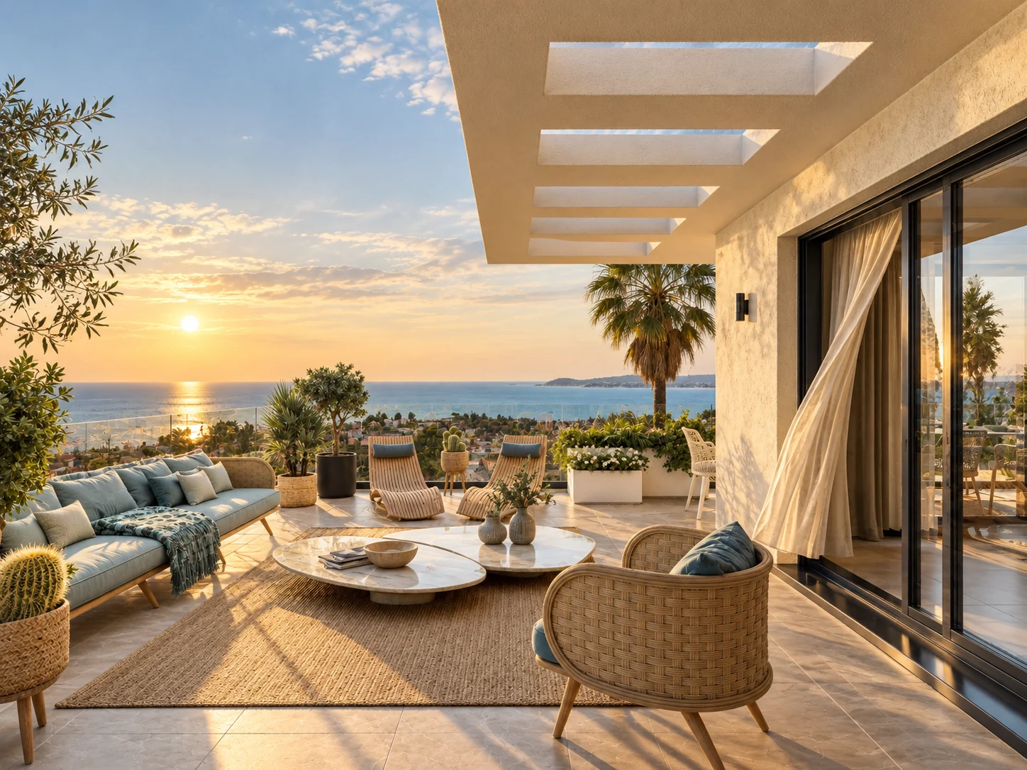 Terrasse couverte avec vue mer — visualisation architecturale Concept Ark