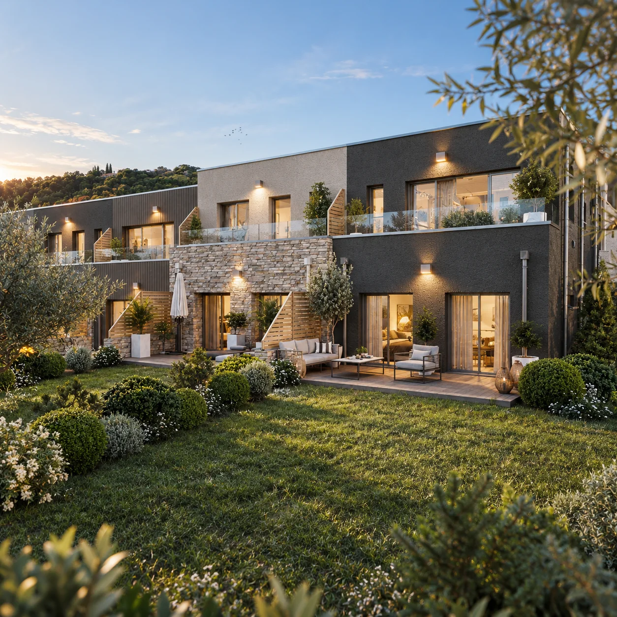 Villa au crépuscule — visualisation architecturale Concept Ark