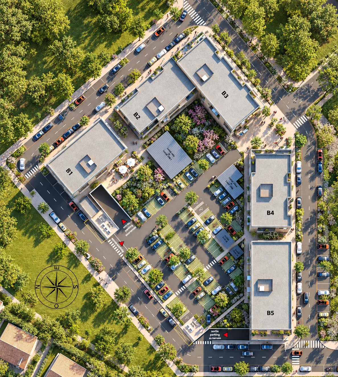 Ensemble résidentiel et accès — visualisation architecturale Concept Ark